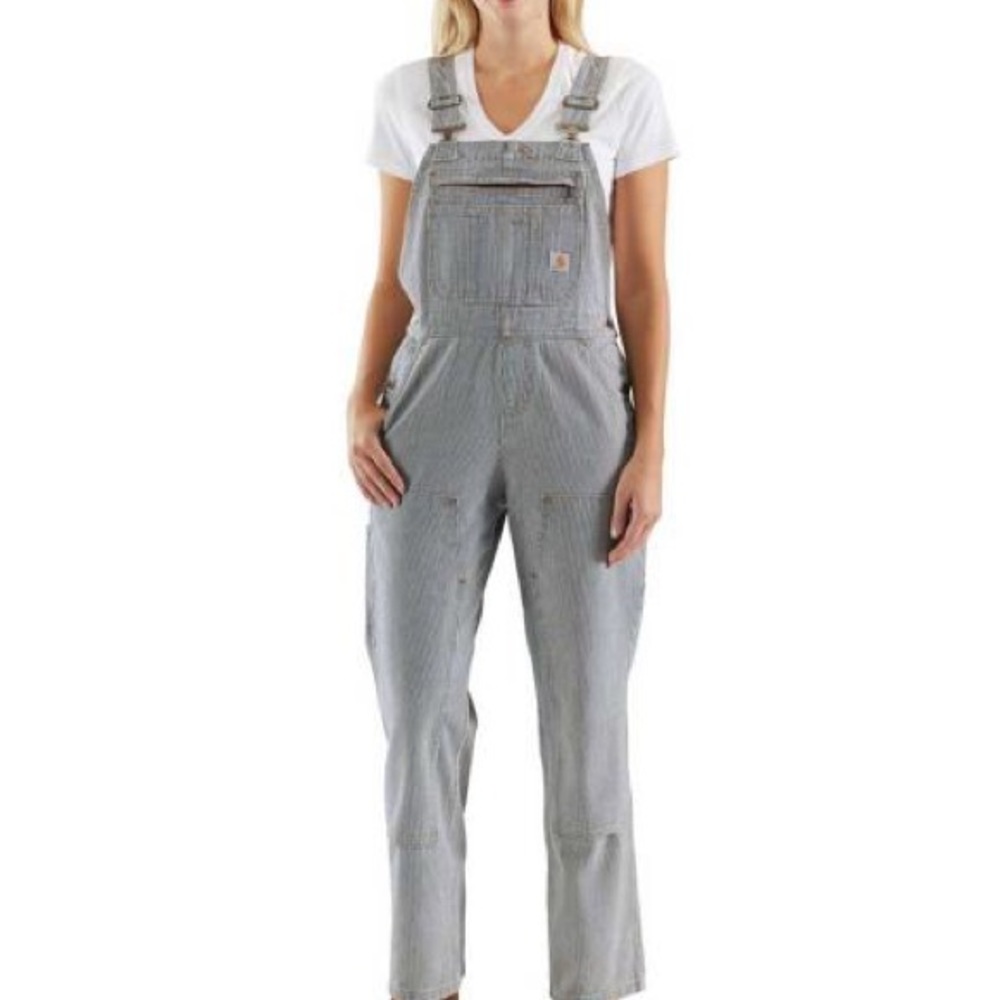 Super comfy Carhartt Brewster overalls in stripe
